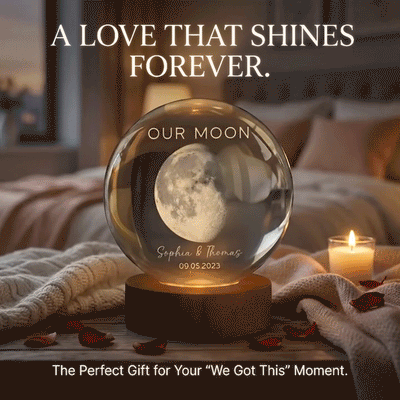 Our Moon Special Day Custom Moon Phase - Personalized Crystal Ball LED Night Light - Valentine's Day Gift For Couple