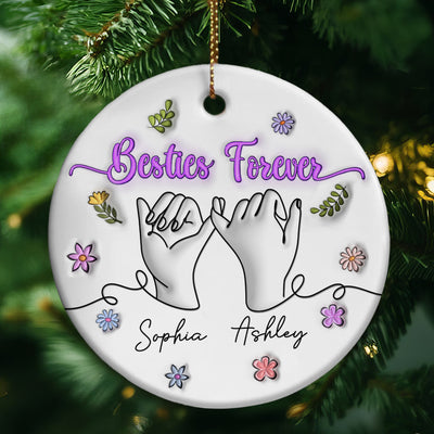 3D Inflated Besties Forever Pinky Promise Personalized Ceramic Ornament
