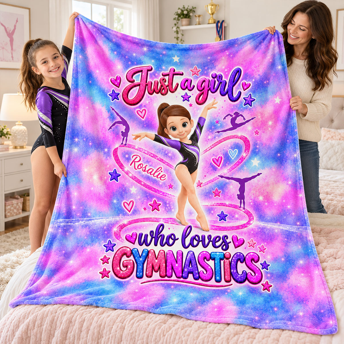 Just a Girl Who Loves Gymnastic - Personalized Fleece Blanket - Christmas Gift for Daughter, Granddaughter