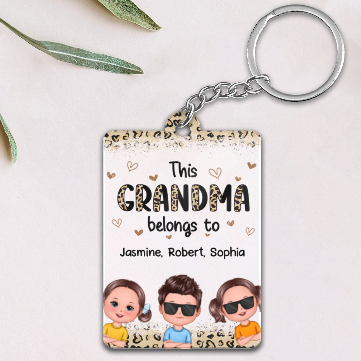 This Grandma Mom Belongs To Leopard Doll Kids Personalized Acrylic Keychain