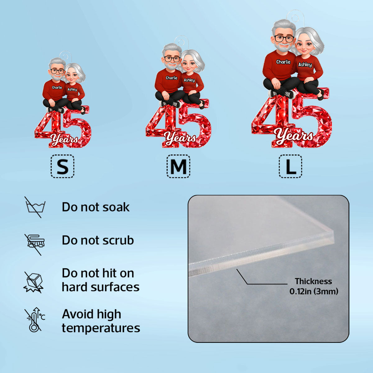 Couple Sitting Anniversary Date 3D Crystal Effect - Personalized Acrylic Keychain - Sentimental Gift for Her, Gift for Him