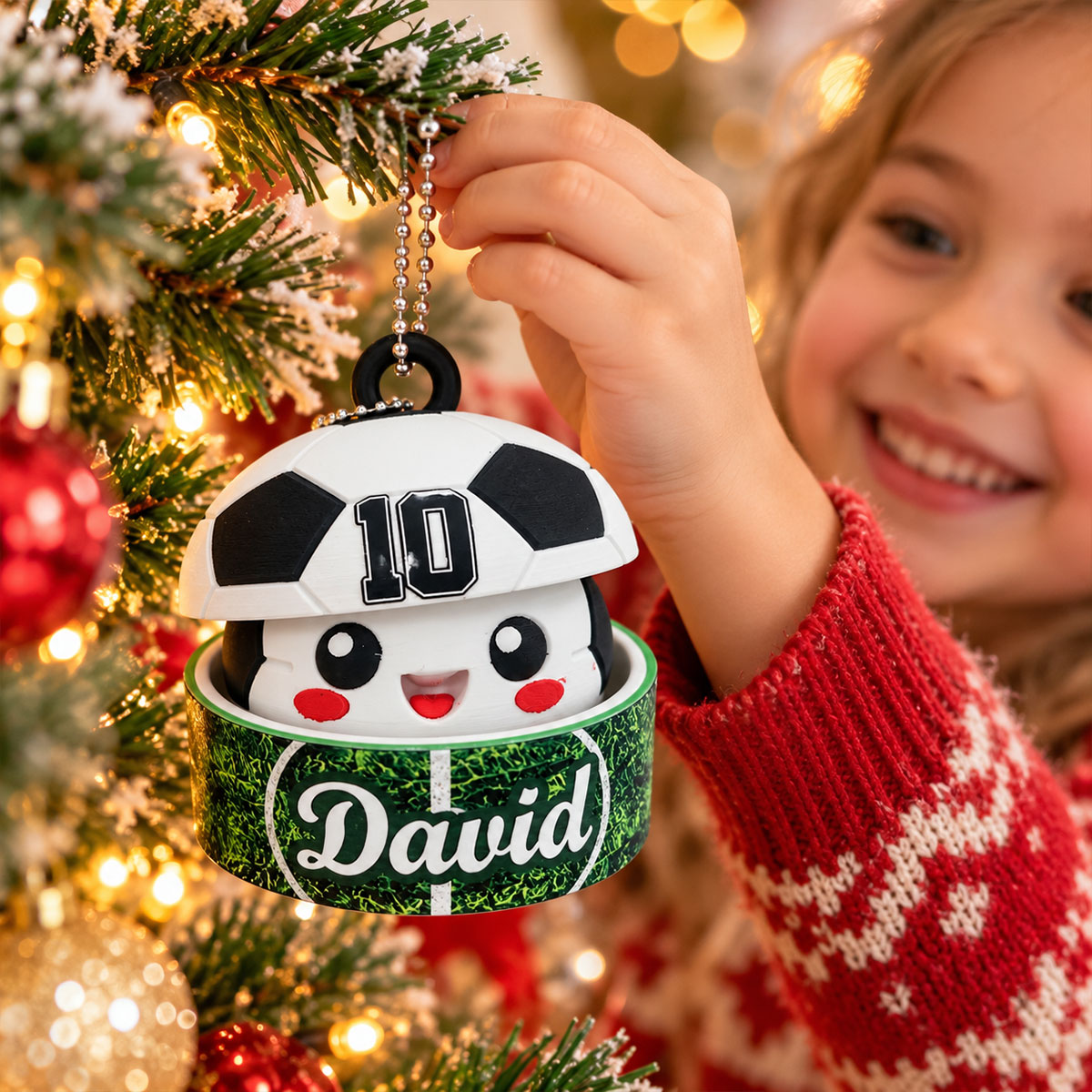 Custom Soccer Cute Dumpling - Personalized 3D Printed Soccer Figurine Ornament - Christmas Gift for Daughter, Son, Grandkids