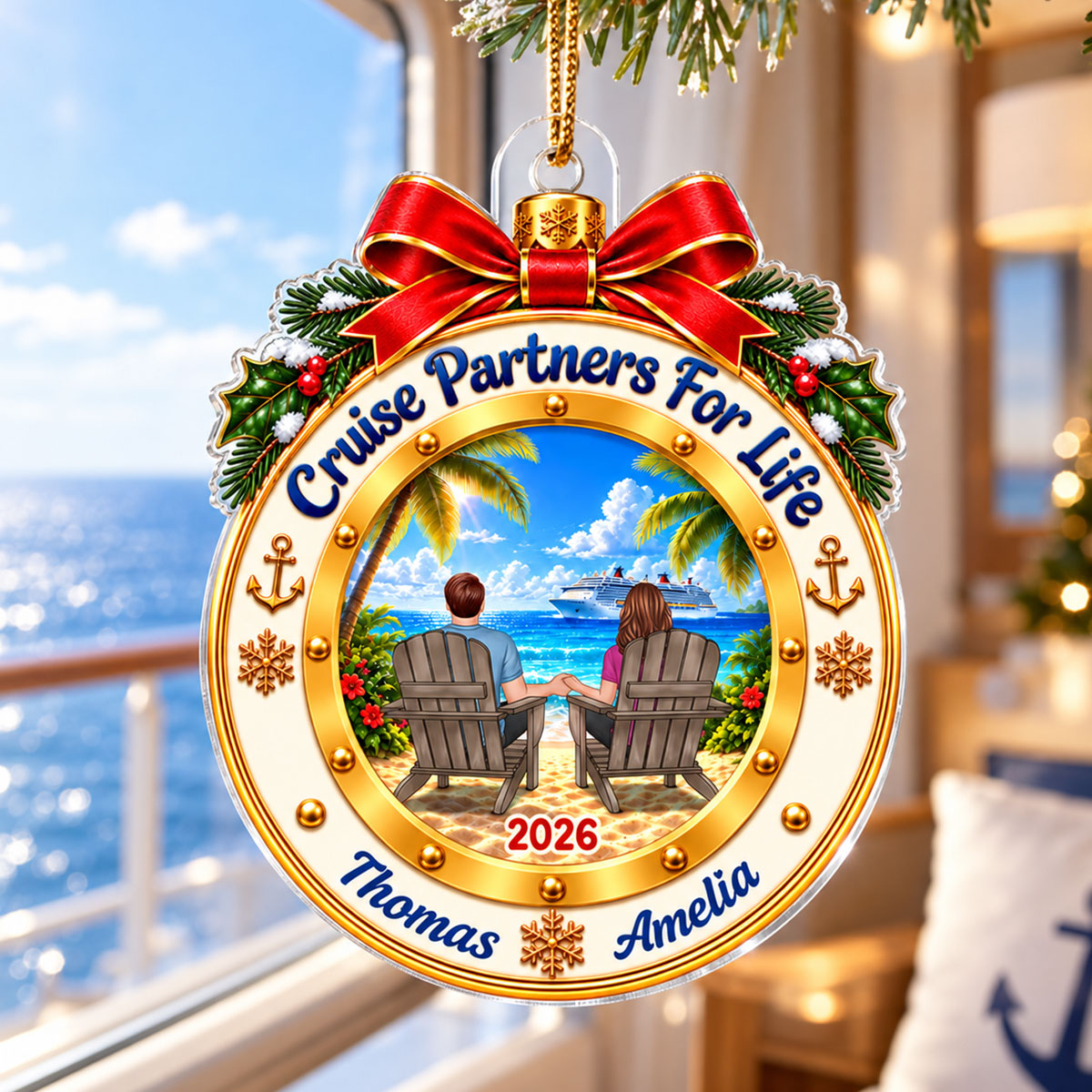 Cruise Partners For Life - Personalized Acrylic Ornament - Christmas Gift For Cruise Lovers, Couples, Husband, Wife