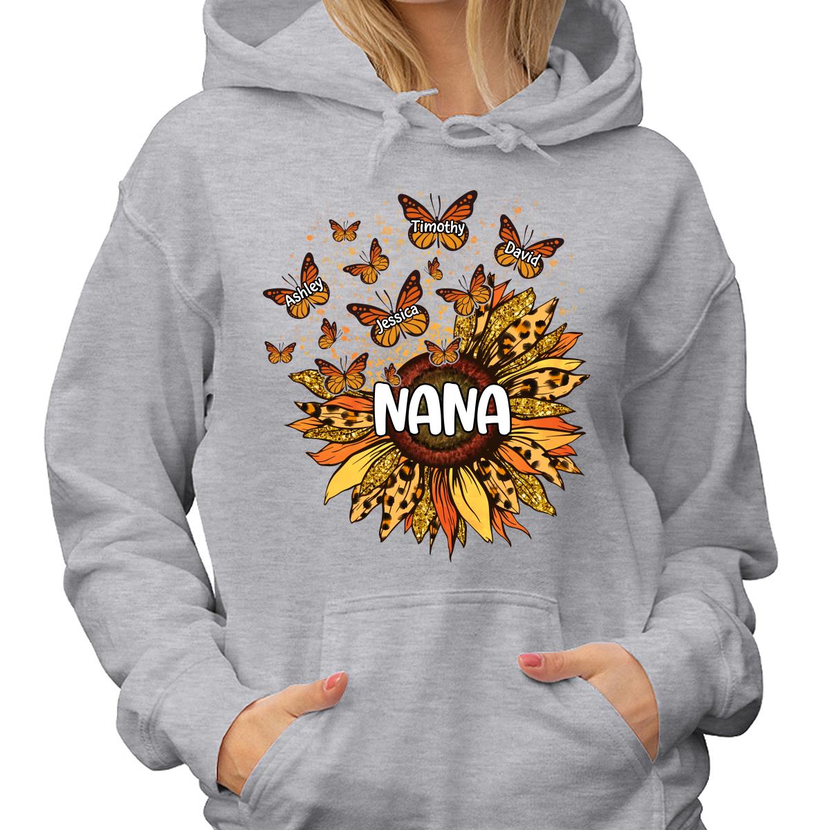 Grandma Mom Sunflower Butterflies Fall Season Personalized Shirt