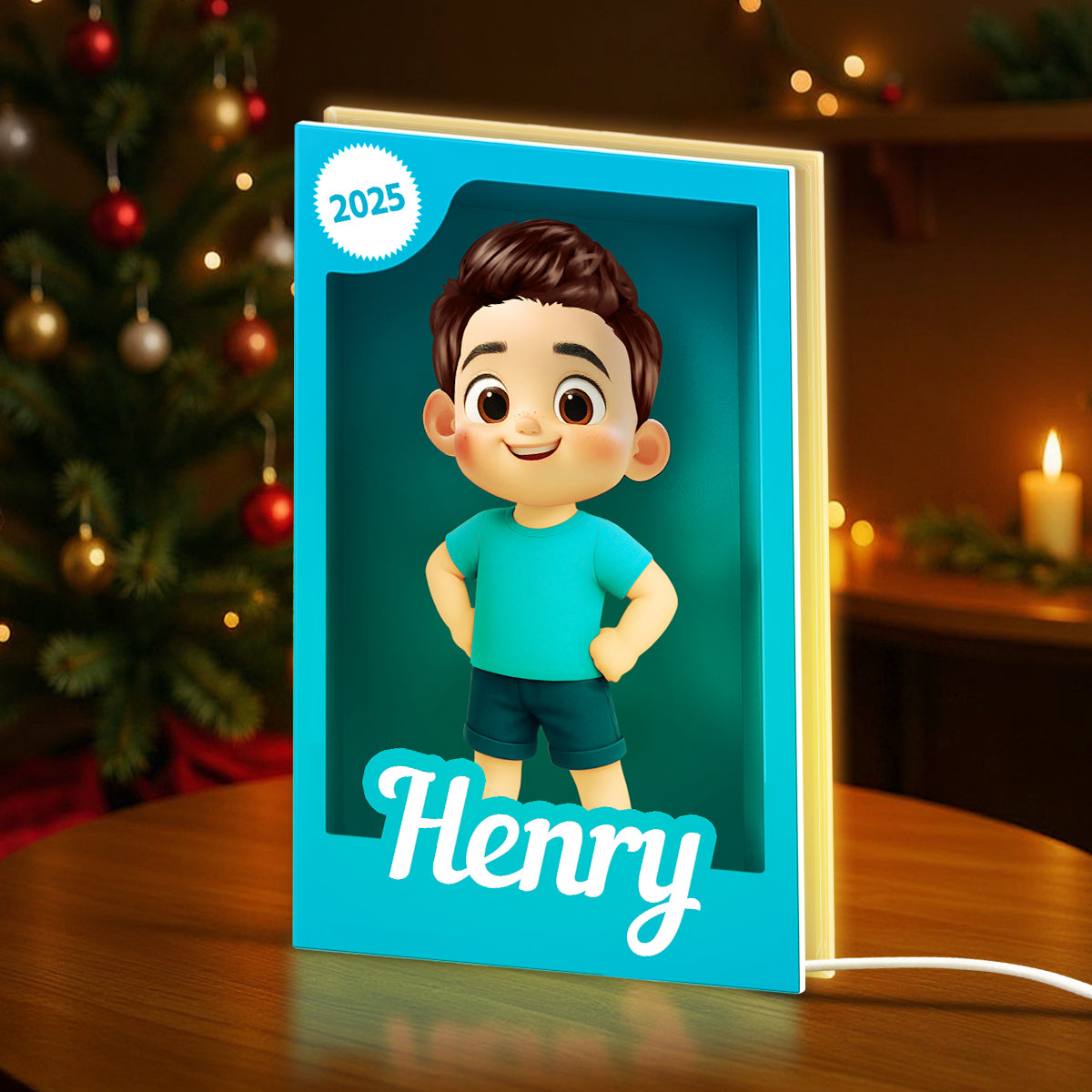 Cute Kid in Toy Box - Personalized Light Box - Christmas Gift for Kids, Grandkids