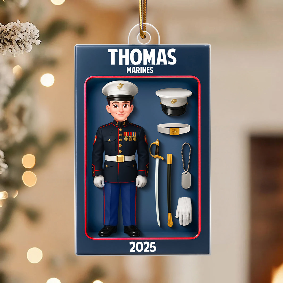 Marines Action Figure 3D Effect Personalized Acrylic Ornament - Special Gift For The Marines