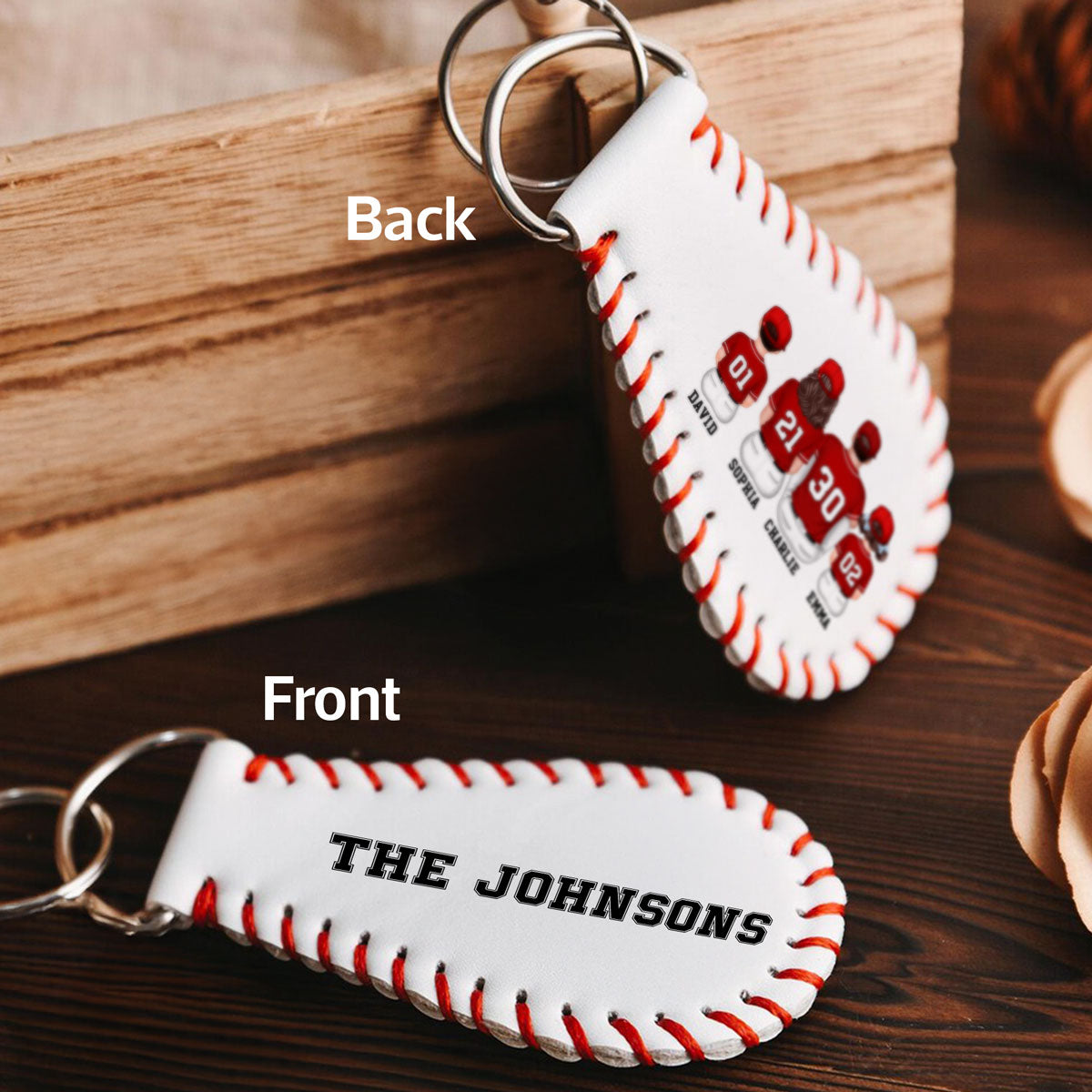 Baseball Family Team Unique Gift For Dad Mom Family Members Personalized Baseball Leather Keychain