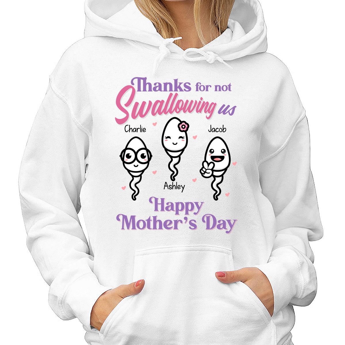 Little Cute Kids Thanks For Not Swallowing Us Happy Mother‘s Day Personalized Shirt