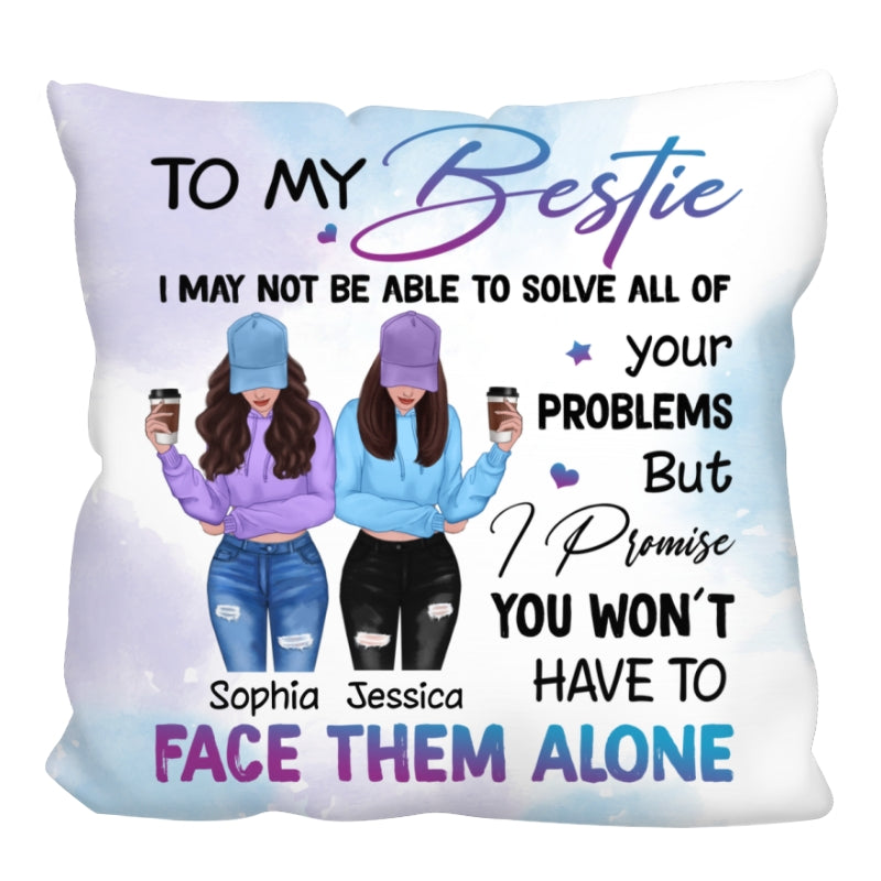 Front View Besties To My Bestie Gift For Best Friends Personalized Pillow