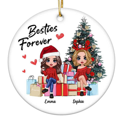 Doll Best Friends Sisters On Christmas Gifts Personalized Circle Ornament