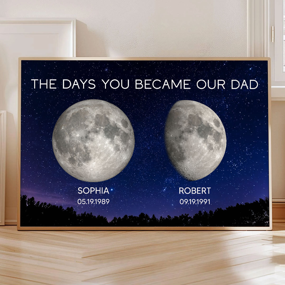 Galaxy Night Custom Birth Moon Phase The Days You Became Our Dad Personalized Poster| Heartfelt Father's Day Gift For Dad, Husband