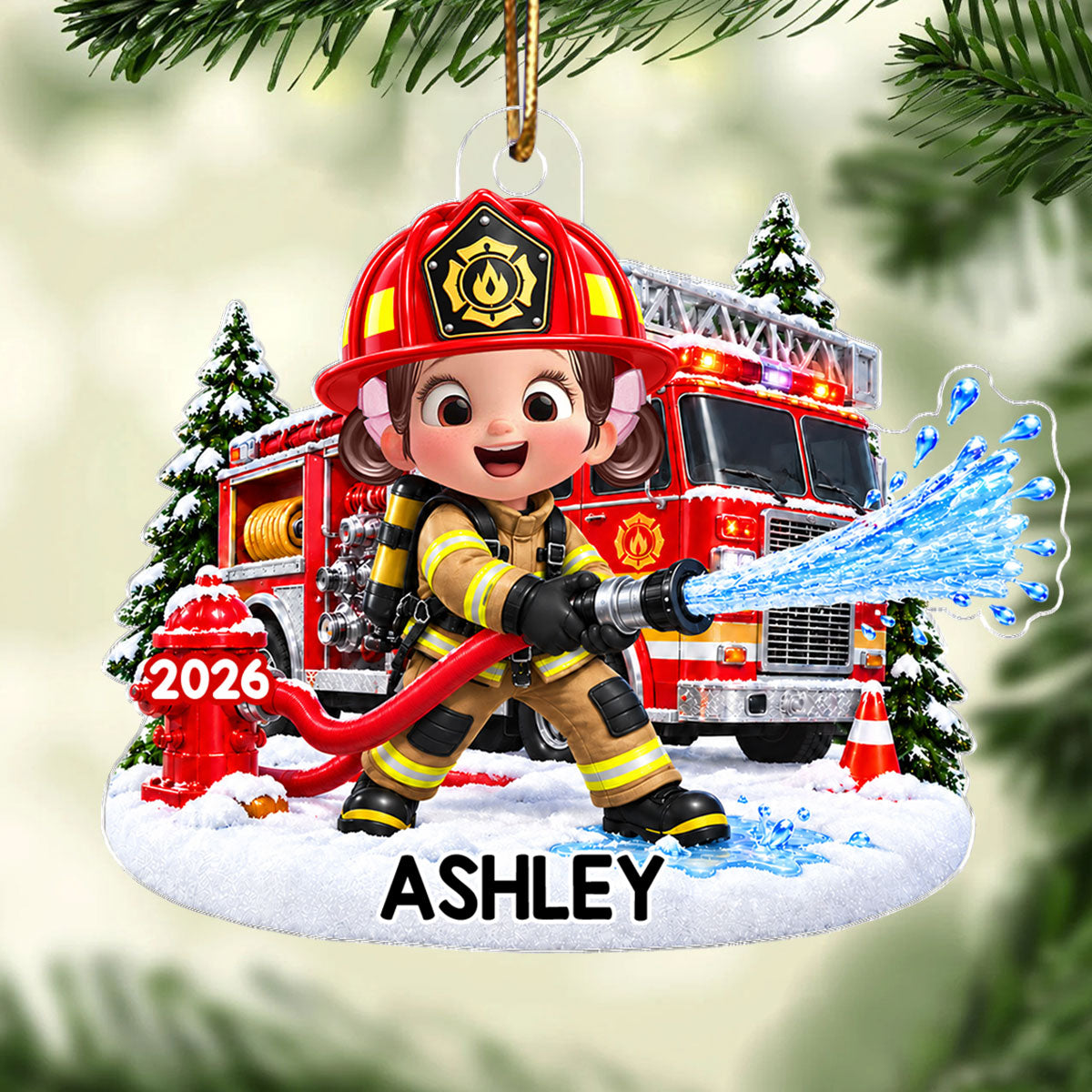 Trending Kid Firefighter - Personalized Acrylic Ornament - Gift For Boys, Girls, Grandkids