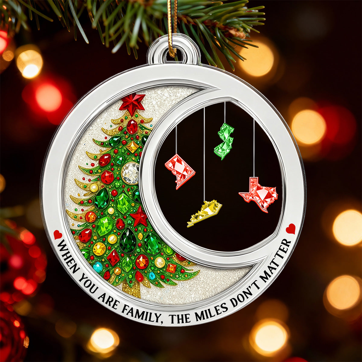 2D Flat Crystal Effect The Miles Don't Matter - Personalized Acrylic Ornament - Long Distance Gift For Besties, Family, Siblings