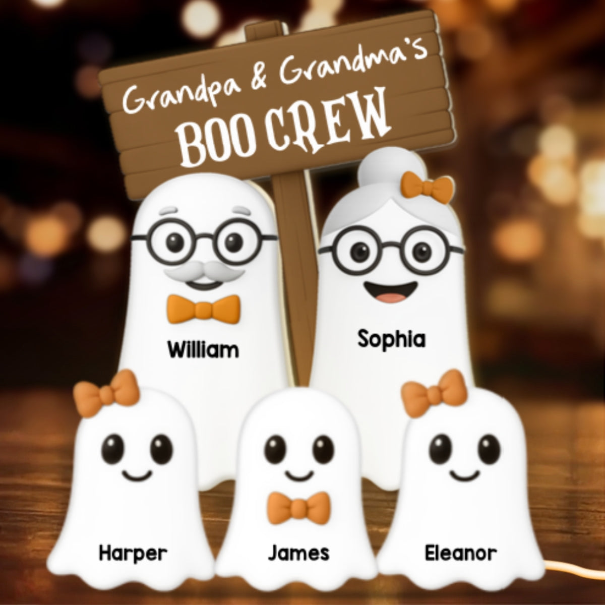 Halloween Grandma Grandpa Grandkids Boo Crew Personalized LED Light Box