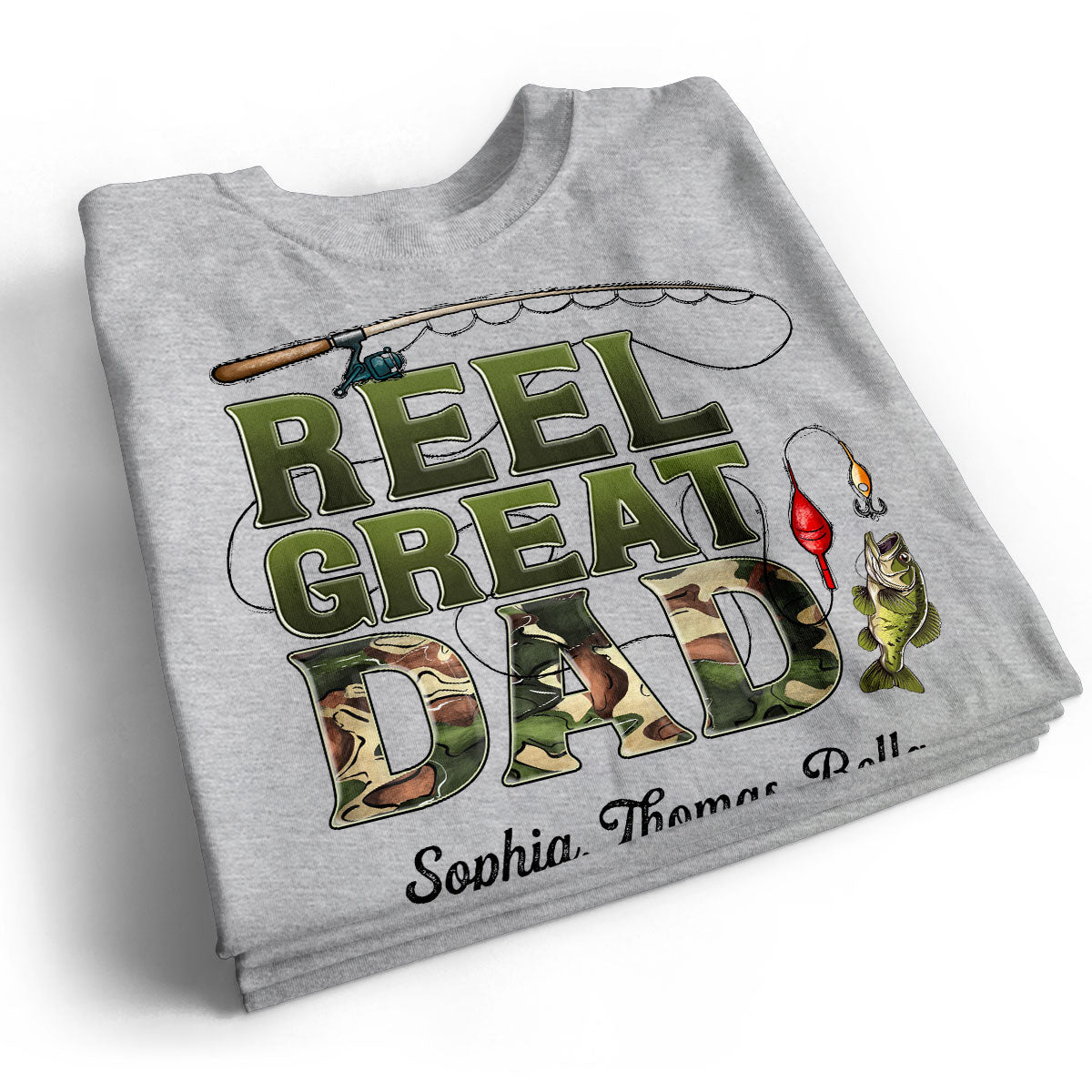 Reel Great Dad Fishing Camouflage Personalized Shirt, Father's Day Gift For Dad, Husband