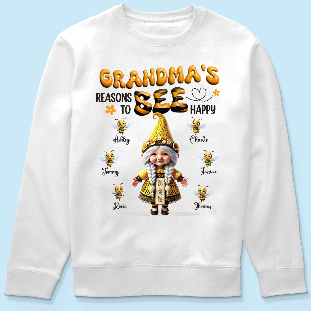 Gnome Grandma Reason To Bee Happy Personalized Shirt, Gift For Grandma