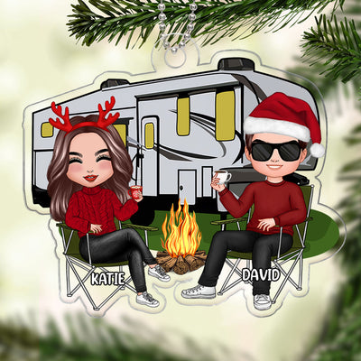 Doll Couple Camping Christmas Gift Personalized Acrylic Ornament