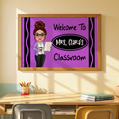 Teacher Crayon Welcome To Classroom Personalized Poster| Back To School Gift, Classroom Decoration