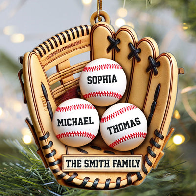 Baseball Family Glove 3D Effect Sport Lover Personalized Acrylic Ornament