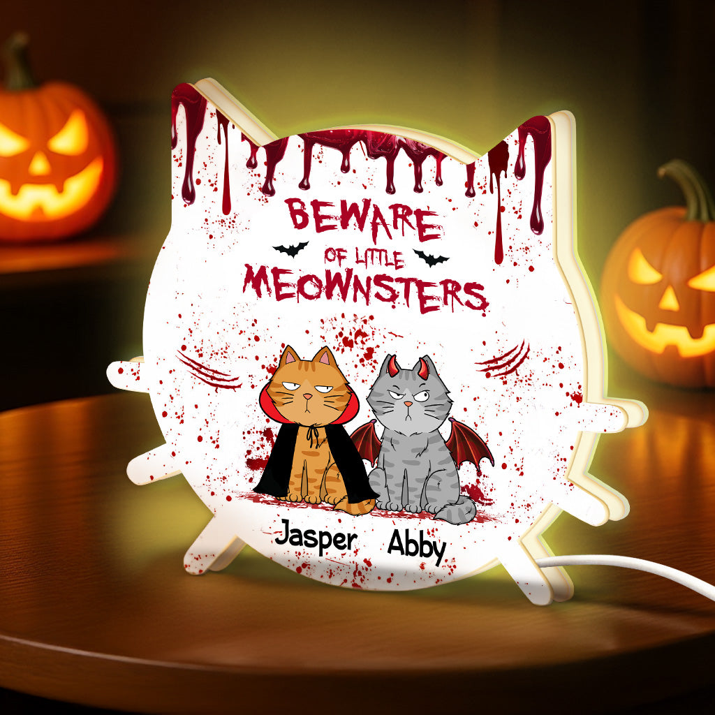 Halloween Beware Of Little Monsters Cats Personalized LED Light Box
