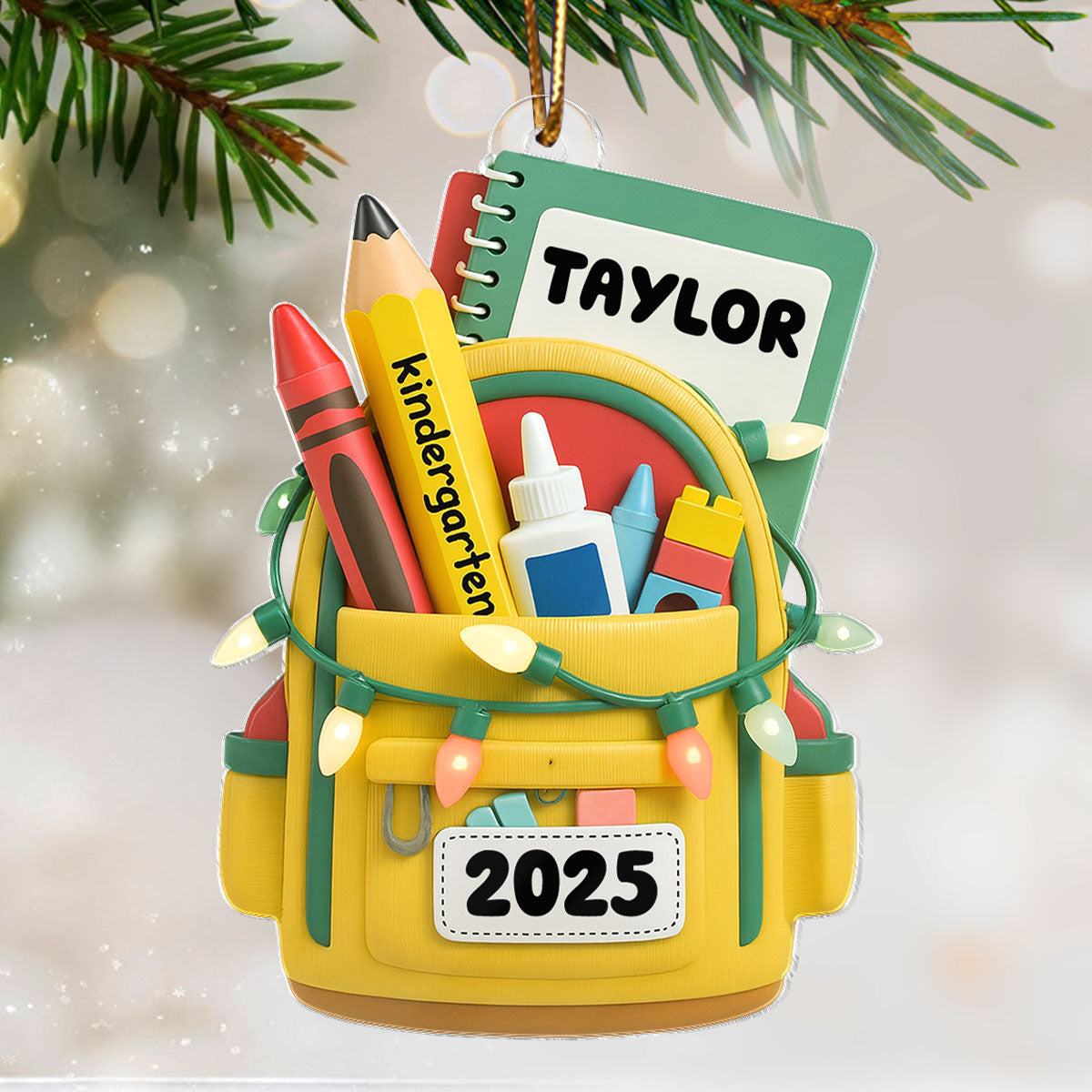 School Backpack Ornament 2025 - Personalized Acrylic Ornament - Christmas Gift for Kid, Grandkids