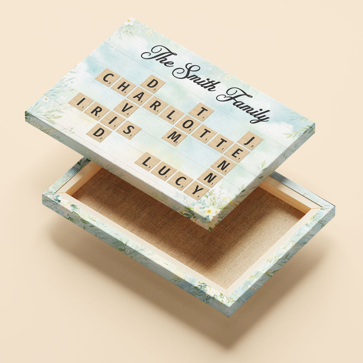 Family Crossword Puzzle Art Personalized Canvas Prints, Gift For Mom, Grandma