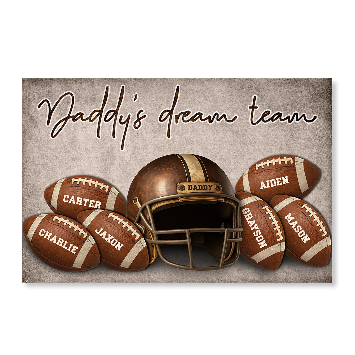 Football Dad Family Names Personalized Poster, Father's Day gift