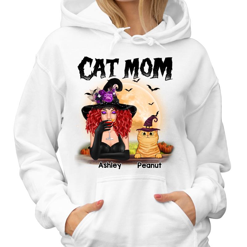 Halloween Witch Cat Mom Personalized Shirt
