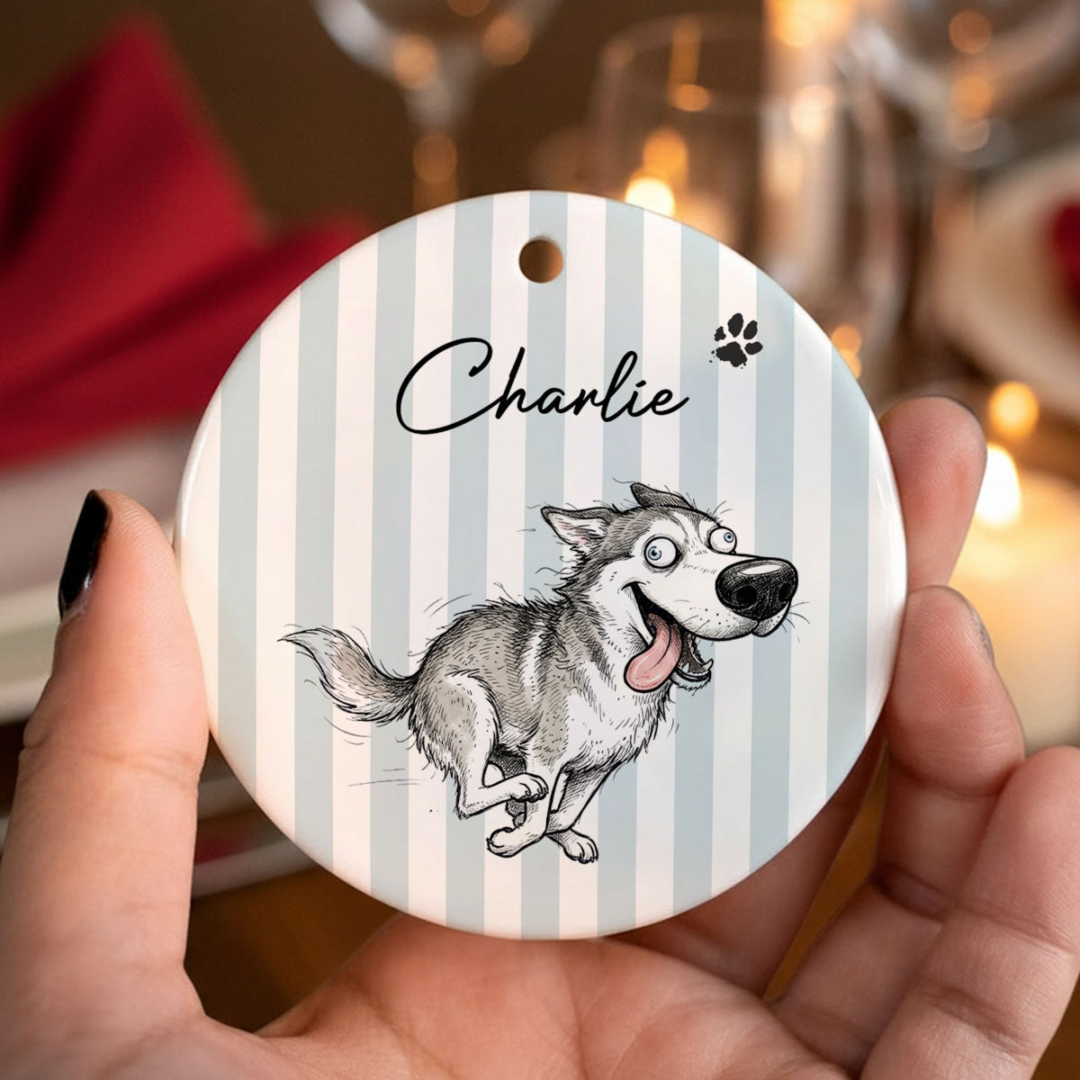 Watercolor Pet Zoomies Portrait From Your Photo - Personalized Ceramic Ornament - Christmas Keepsake For Dog Cat Lover