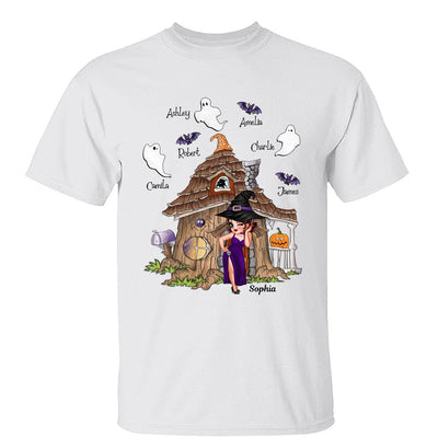 Grandma Mom Witch Standing Front Door Halloween Personalized Shirt
