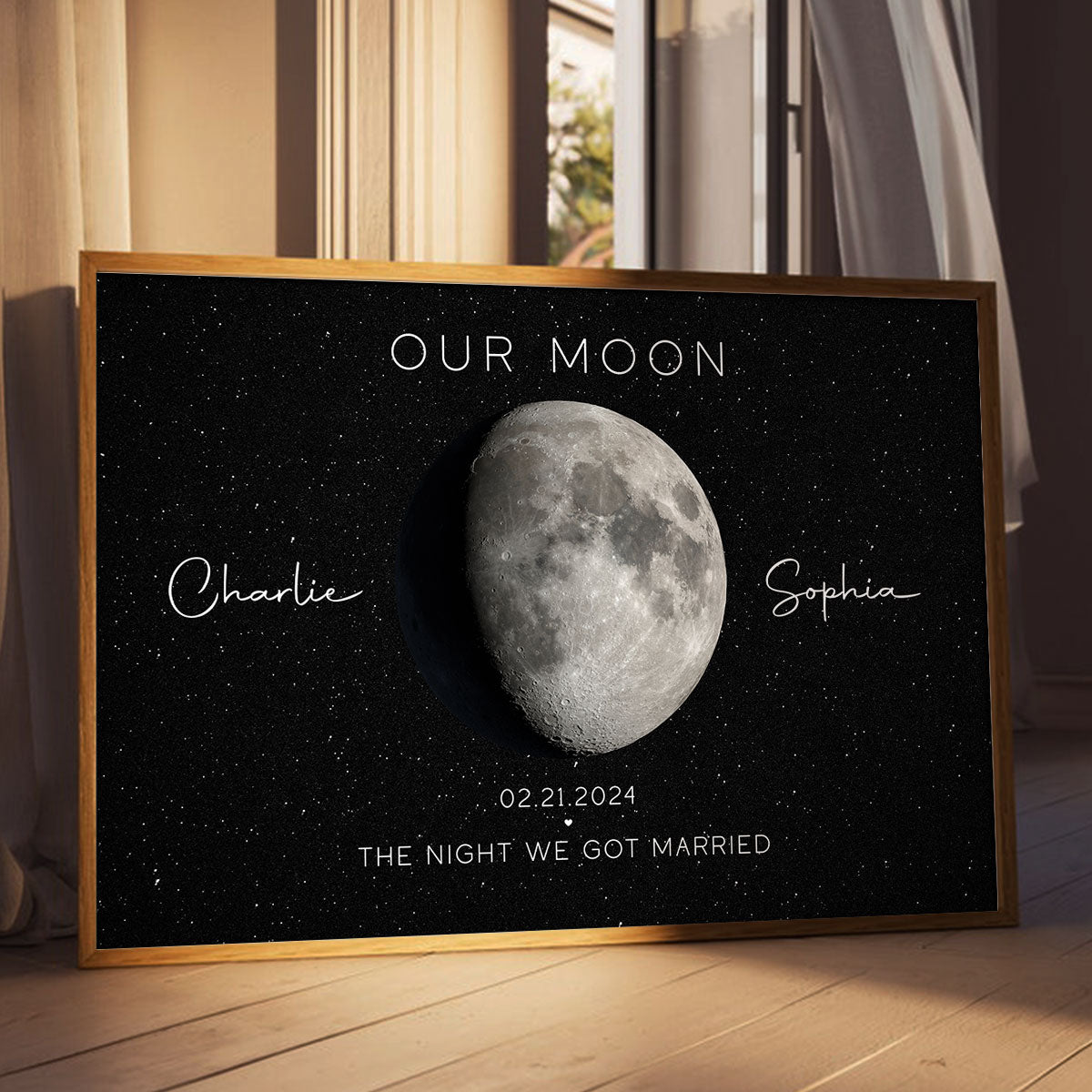 Our Moon Couple Gift Moon Phase Art Anniversary for Wife, Gift for Husband Wedding Anniversary - Personalized Poster - Gift For Husband Dad Grandpa