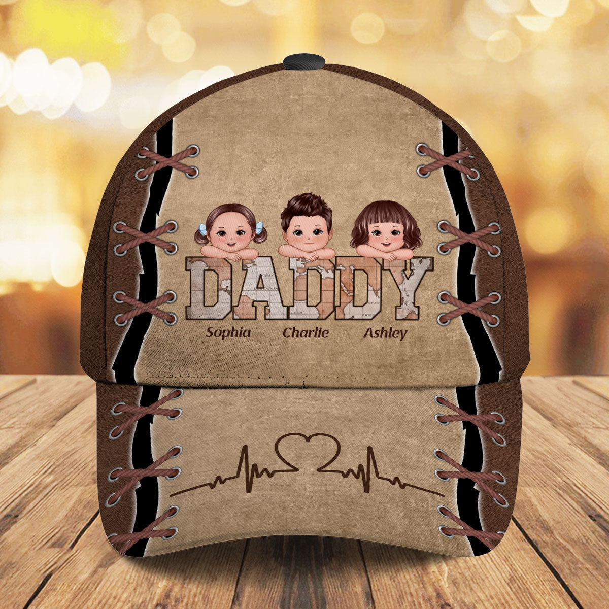 Vintage Map Papa Grandpa Personalized Classic Cap, Gift For Grandpa