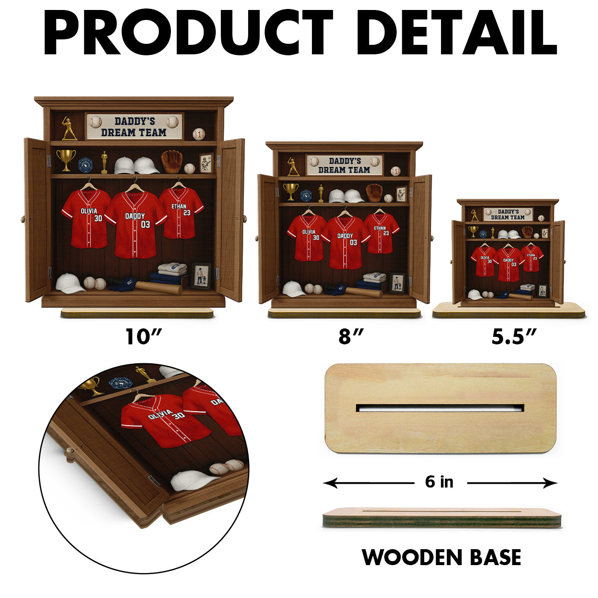 Daddy Dream Team Baseball Personalized Standing Wooden Plaque, Father's Day Gift For Dad, Gift for Husband