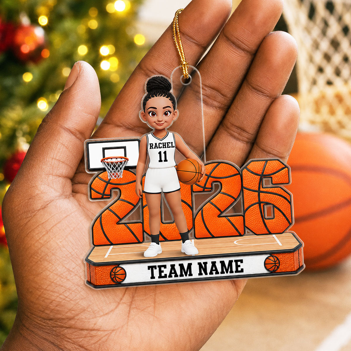 Proud Basketball Player - Personalized Acrylic Ornament - Christmas Gift, Keepsake For Basketball Players, Son, Daughter, Grandson, Granddaughter