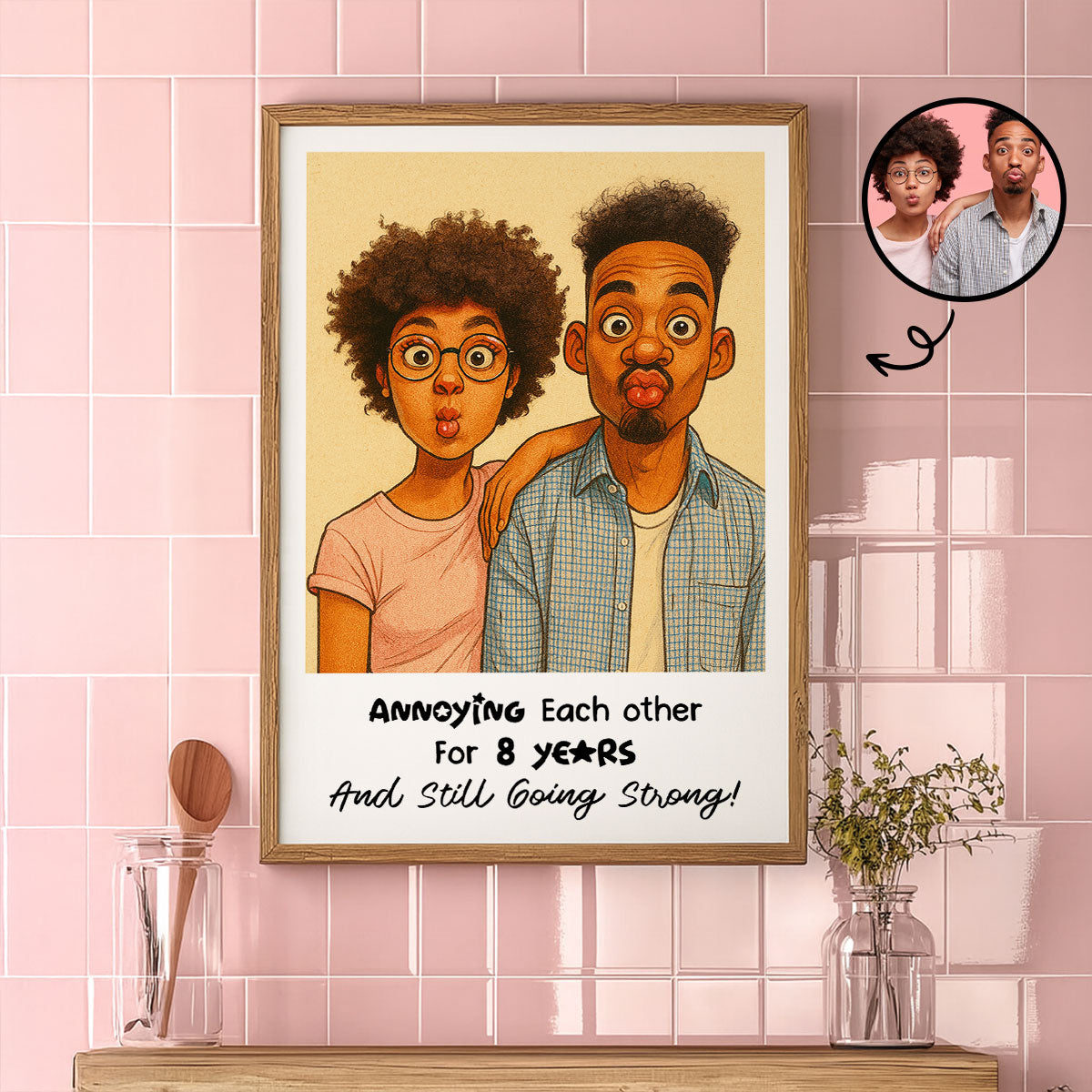 Custom Couple Art Print Personalized Photo Upload Poster, Gift for Couples, Best Friends, Family