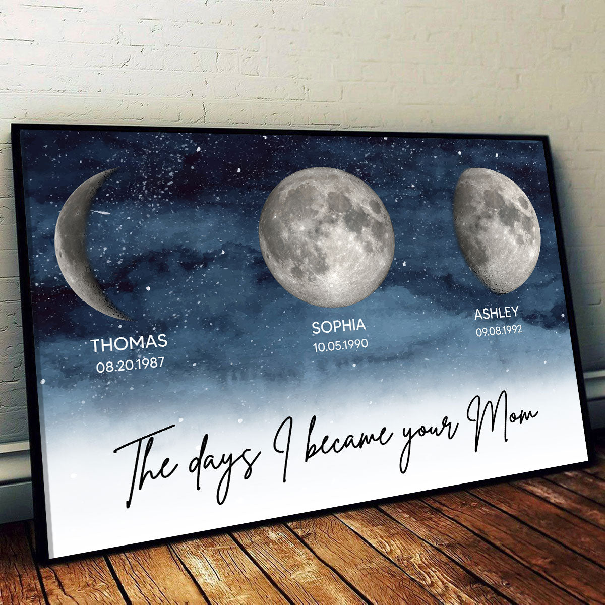 Starry Night The Days I Became A Mom Custom Birth Moon Phase - Personalized Poster - Unique Mother's Day Gift For Mom, Wife, Grandma