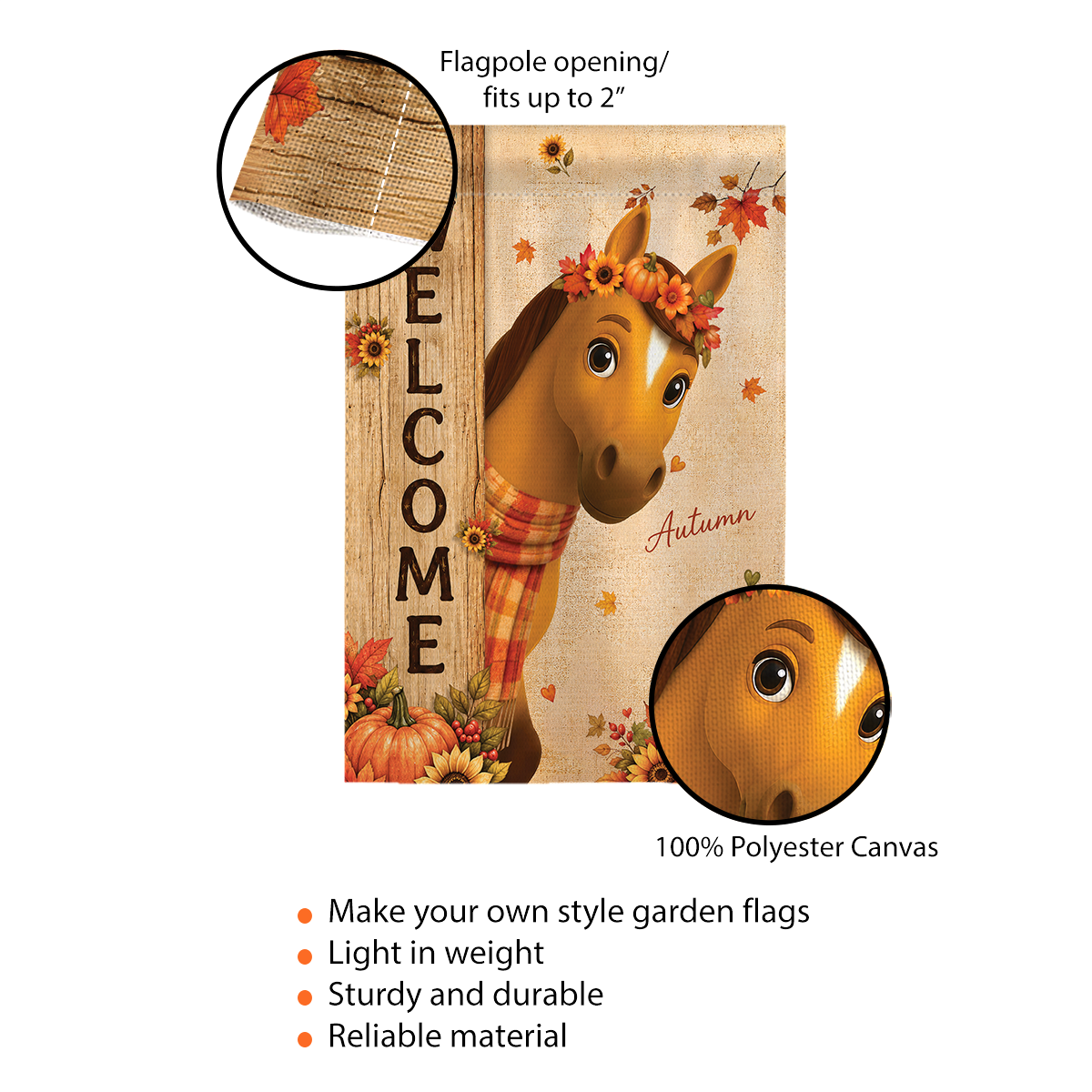 Cozy Fall Horses Welcome - Personalized Garden Flag - Fall Season Decoration