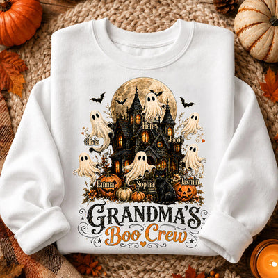 Grandma's Boo Crew Haunted House Halloween - Personalized Shirt - Gift for Grandma