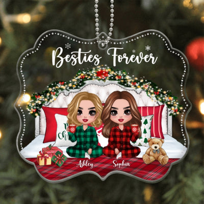 Doll Girls Best Friends Sisters On Bed Personalized Acrylic Ornament