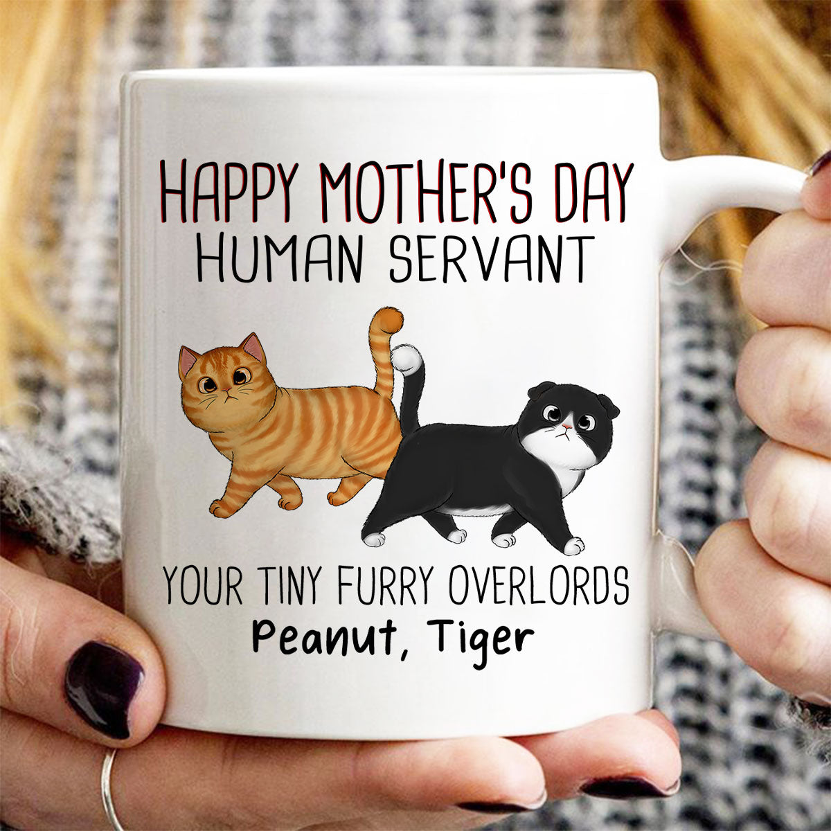 Walking Fluffy Cats Happy Mother‘s Day Cat Human Servant Personalized Mug
