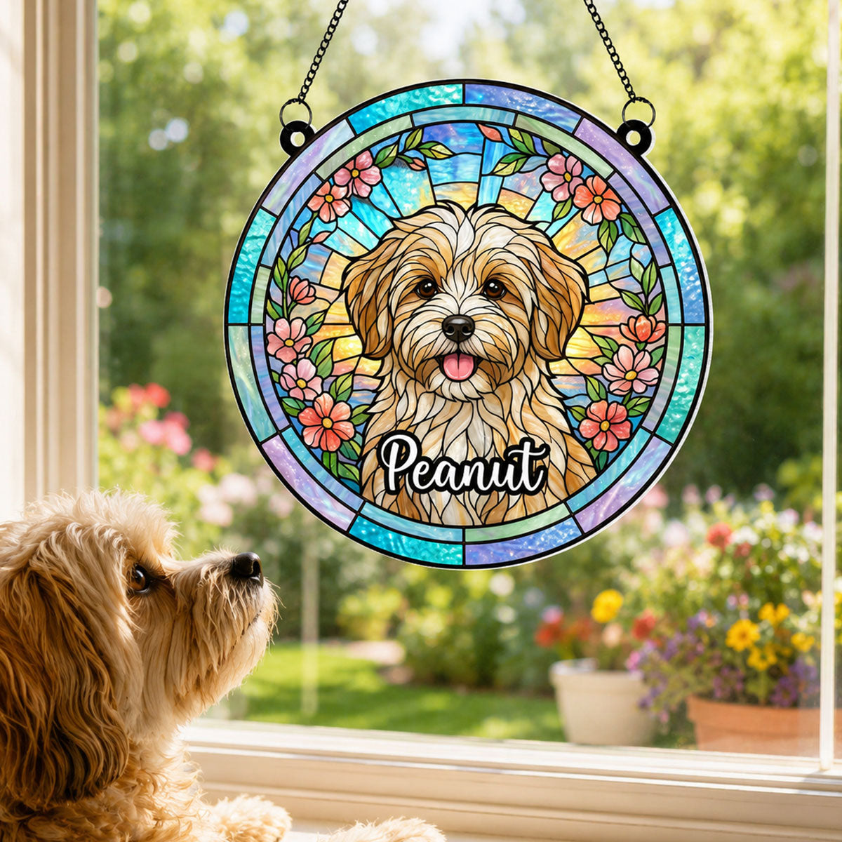 Dog Cat Portrait Custom Photo - Personalized Acrylic Window Hanging - Memorial Gift