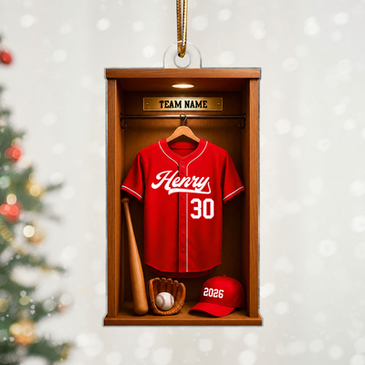 3D Effect Baseball Locker Room Display - Personalized Acrylic Ornament - Christmas Gift for Sons, Daughters, Grandkids