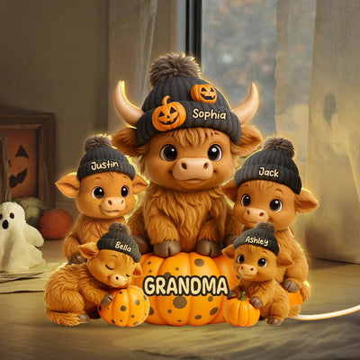 Mama Cow Personalized Light Box, Cozy Fall Vibe Halloween Decor for Mom, Grandma