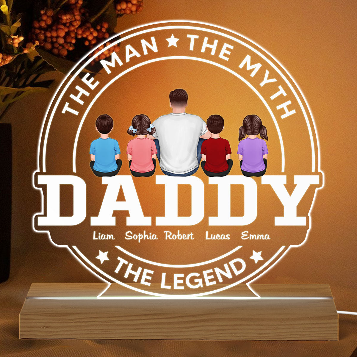 Daddy The Legend Personalized Custom Shape LED Night Light