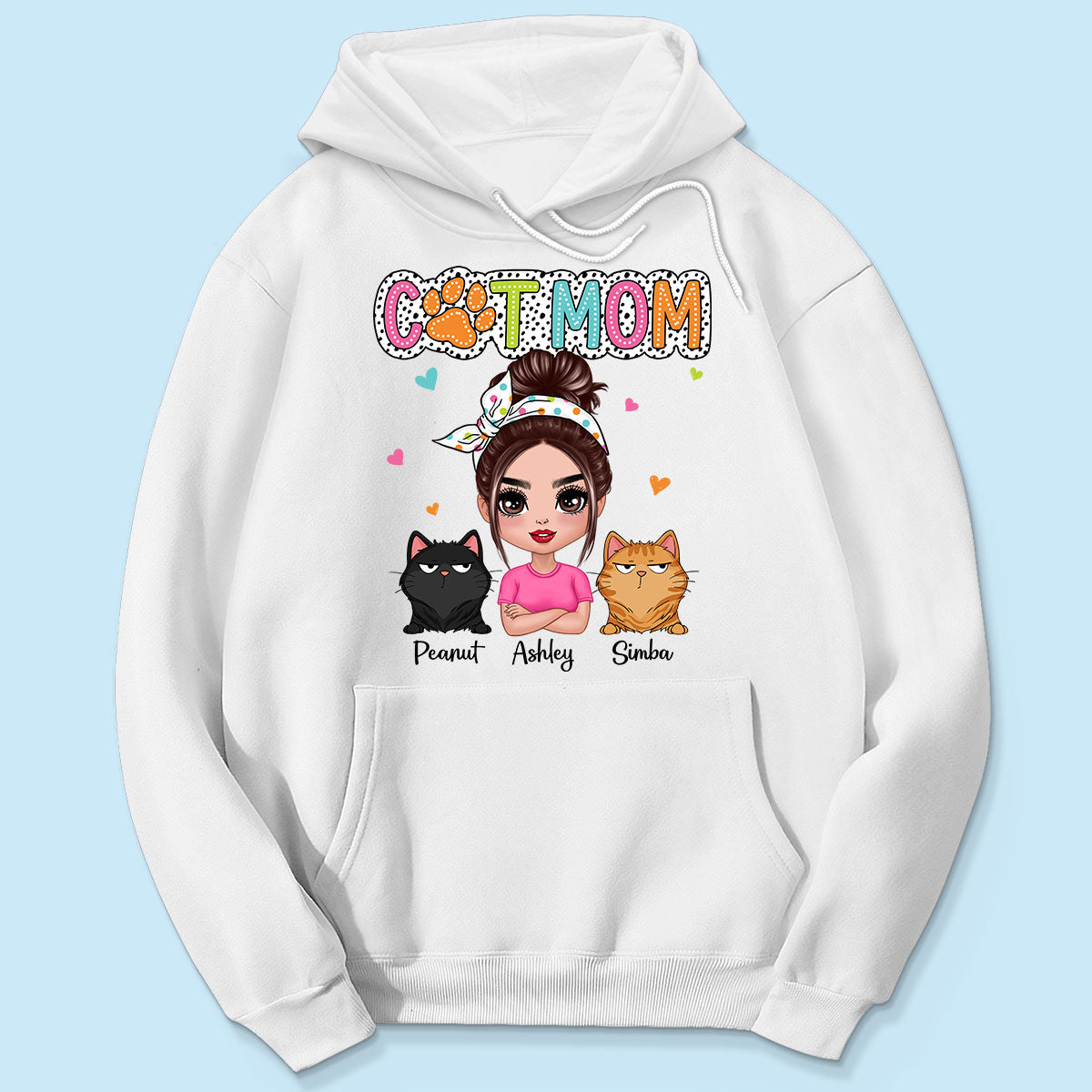 Cat Mom Summer Vibe Dots Sassy Woman & Cute Cats Personalized Shirt