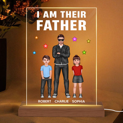 I‘m Their Father Standing Front View Dad And Kids Personalized Rectangle Acrylic LED Night Light