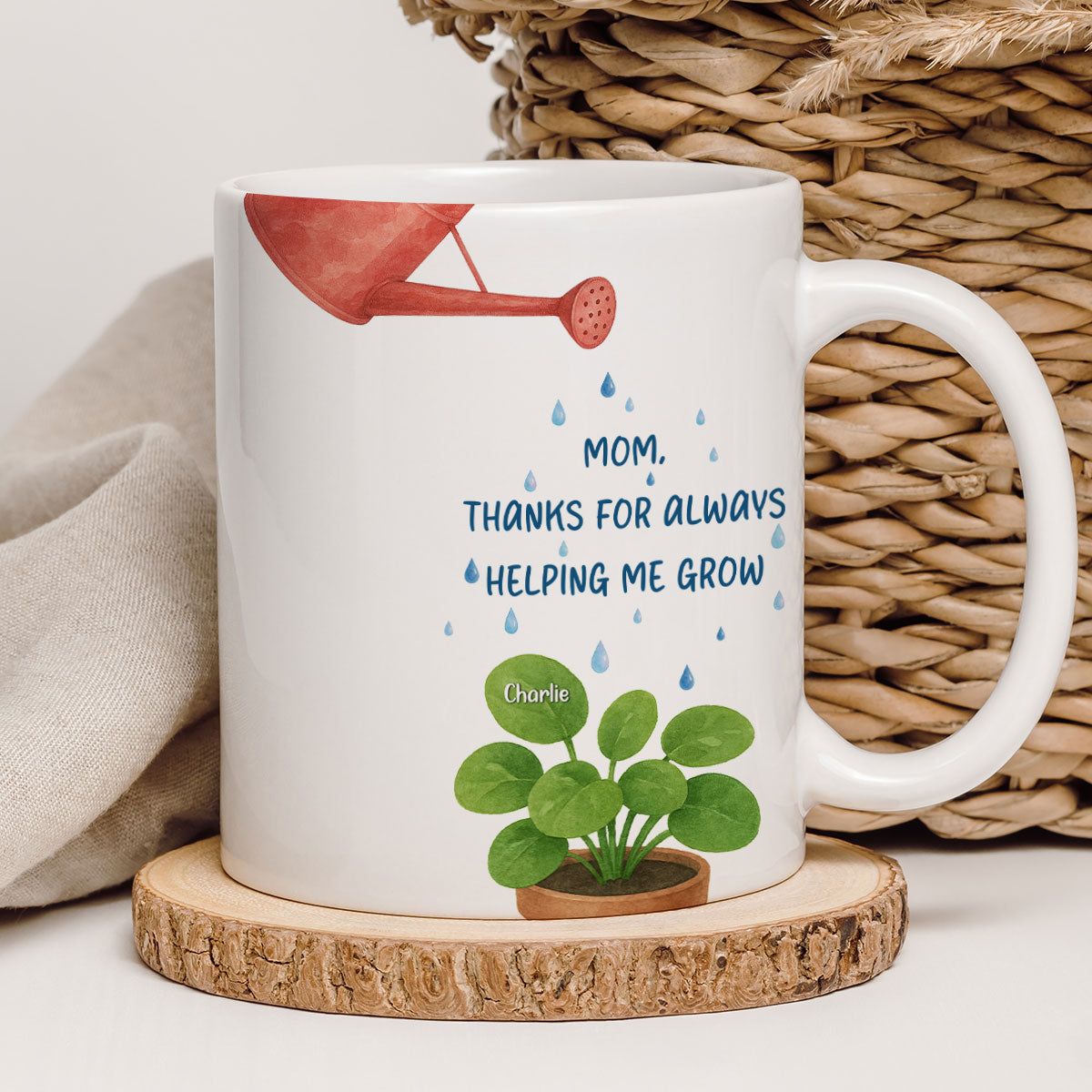 Thanks For Helping Me Grow Nurturing Personalized Mug, Heartfelt 2025 Gift For Mom, For Grandma