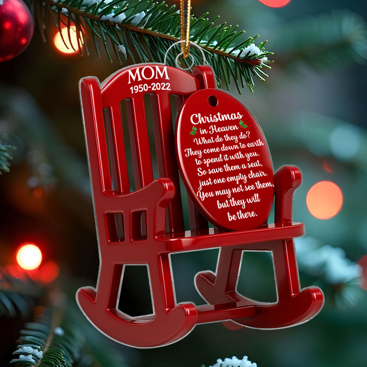 Christmas in Heaven Personalized 3D Effect Acrylic Rememberance Ornament, Heartwarming Gift for Loved Ones, Christmas Sympathy Gift