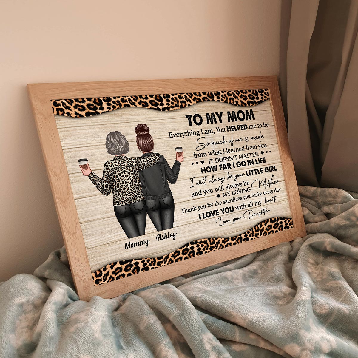 To My Mom Leopard Personalized Horizontal Poster