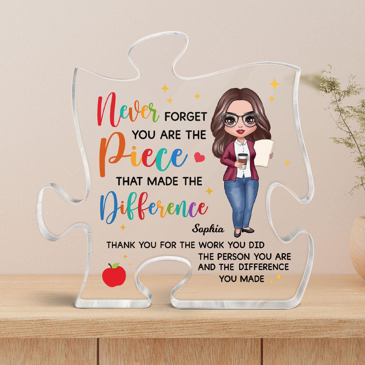 Never Forget The Difference You Made Personalized Puzzle Block Plaque Thank You Appreciation Retirement Gift For Teacher